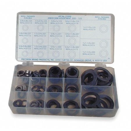 Precision Brand 25999 Arbor Shim Assortment, Pk150, Shim Material: Steel