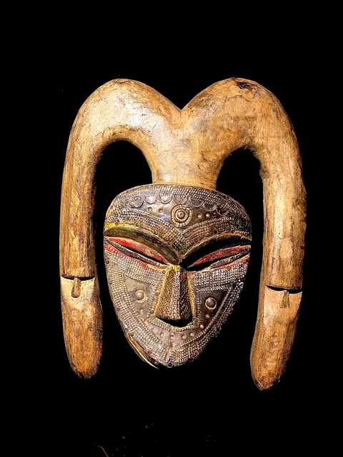 Kwele Mask African mask antiques tribal mask vintage Wood mask Carved -5730