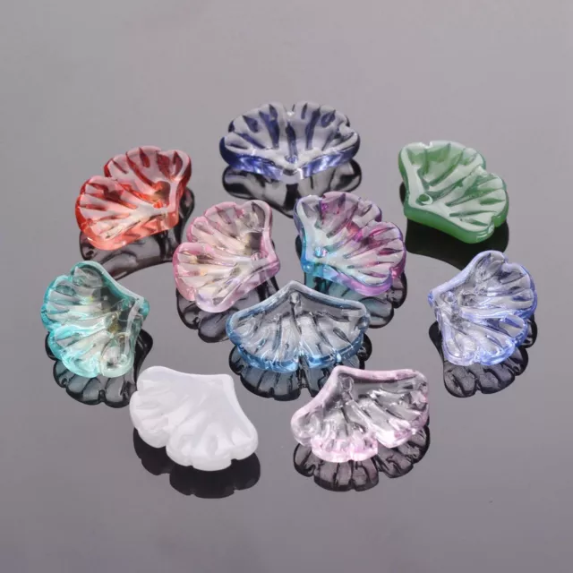 10pcs 20x15mm Leaf Crystal Glass Loose Pendants Beads For Jewelry Top Drilled