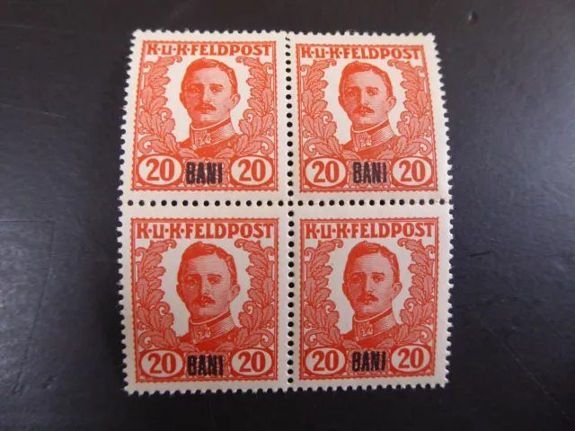 Österreich Feldpost in Rumänien, 20 B im Viererblock, **/MNH, Mi.Nr.VI, ME 800,-