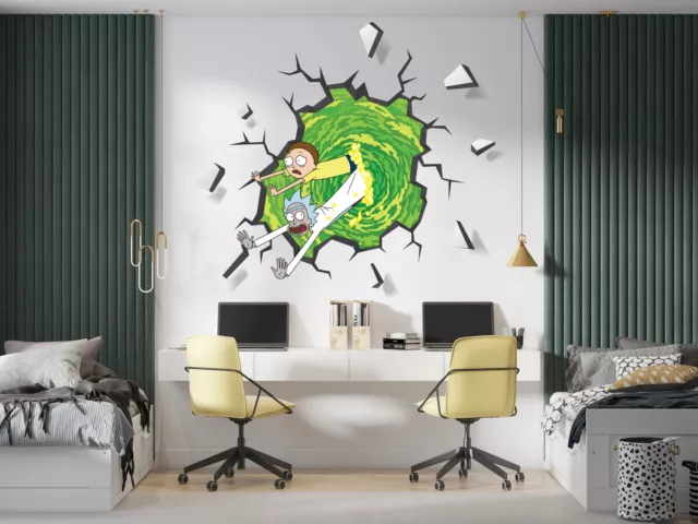 Rick & Morty Tv Show Decal 3D Smashed Wall Sticker Art Cartoon WC394 2