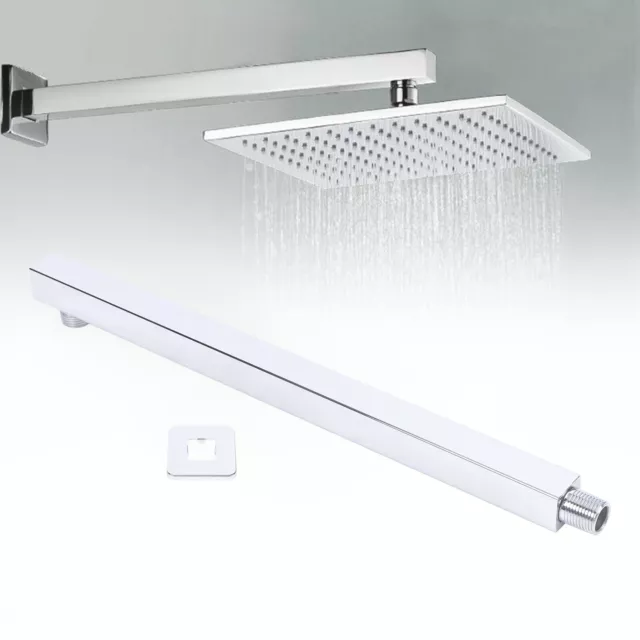 16" Square Shower Head Rainfall Bath Chrome Stainless Steel, Extension Arm