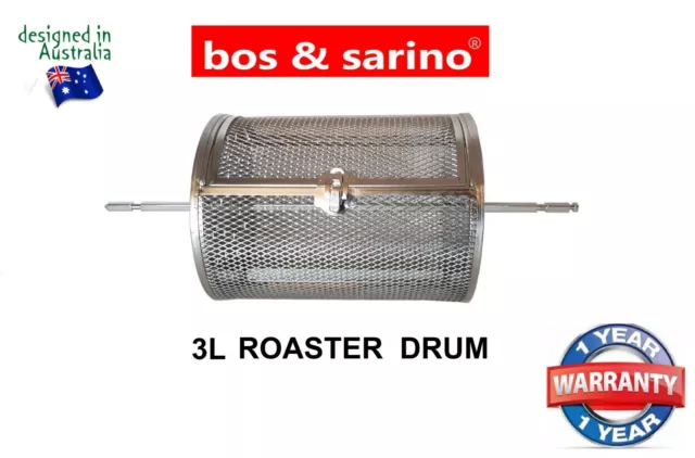 BOS & SARINO Coffee Bean Nuts BBQ Jerky Chips Grill 3L Air Fryer Roaster Drum