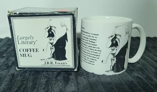 Largely Literary JRR Tolkien Caricature Coffee Mug Cup Lord Of The Rings Hobbit