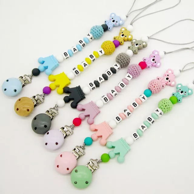 Personalized Dummy Clips Silicone Pacifier Holder Soother Chain Baby Shower