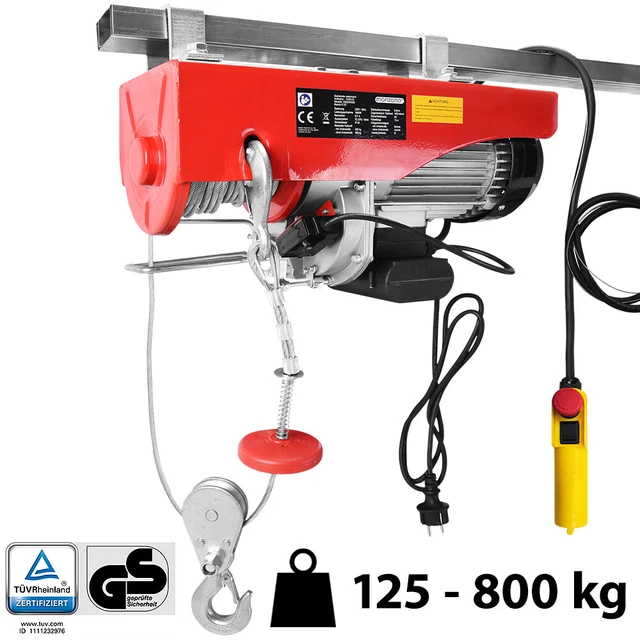 Treuil électrique 125 - 800 kg avec câble en acier et boîtier de commande