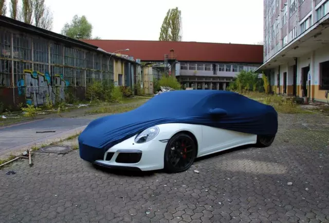 Vollgarage Car-Cover Schutzdecke Indoor Blau mit Spiegeltaschen für Porsche 991