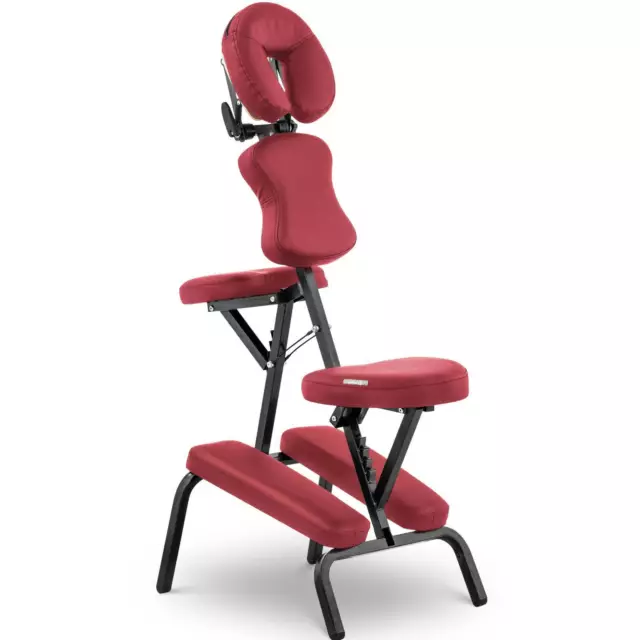 Chaise De Massage Assis De Traitement Pliante Portable Rembourrée Rouge Avec Sac