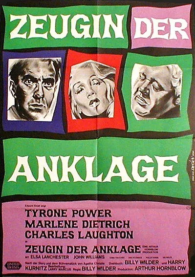 Marlene Dietrich in ZEUGIN DER ANKLAGE Originalplakat WA von 1963