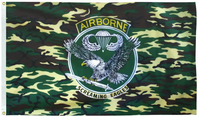 144 Drapeau  Airborne  Aigle Usa Camo   Arme  90X150  Avec Oeillet De Fixation