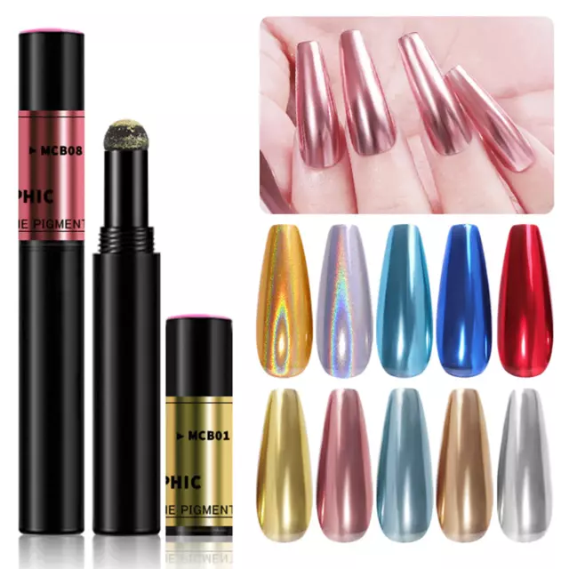 Born Pretty Nail Holographic Powder Metallic Cushion Pen Mirror Nail Powder Pen