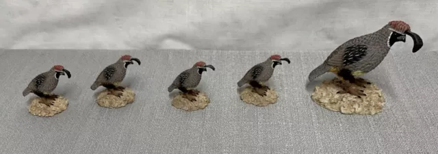 Quail Resin Figurines Set Of 5