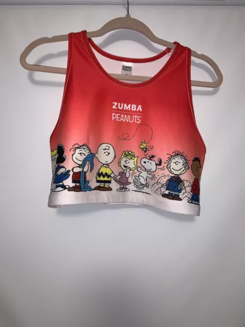 Zumba X Peanuts High Neck Crop Tank Sports Bra Size Extra Large