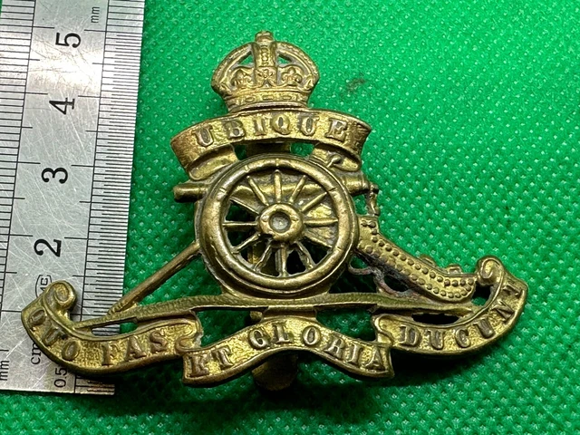 ORIGINAL WW1 / WW2 British Army Royal Artillery Kings Crown Cap Badge £ ...