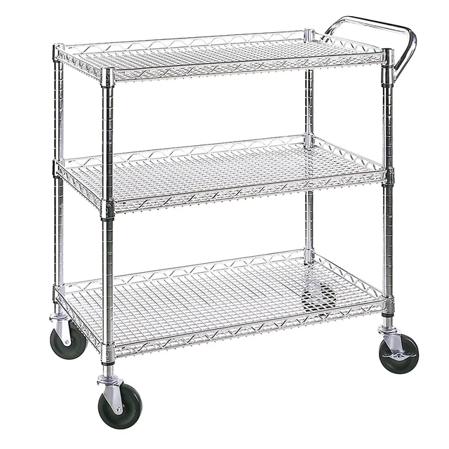 SEVILLE CLASSICS 3TIER Commercial Rolling Utility Cart, UltraZinc 83.