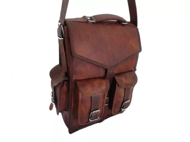 Mens Vintage Genuine Leather Laptop Backpack Rucksack Messenger Bag Satchel NEW