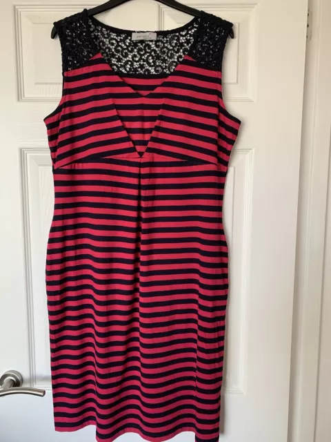 BNWOT ladies, pink navy striped sleeveless dress size 14 Per Una