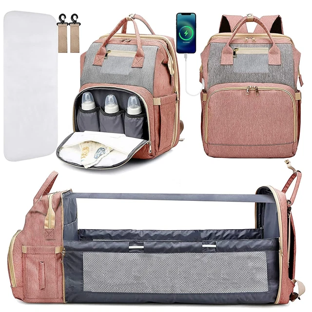 Diaper Bag Backpack with Changing Station Large Mummy Maternity Nappy Bag, Pink