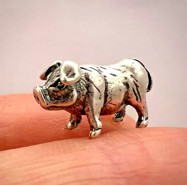 Vintage Miniature Sterling Silver 925 Collectible Figure Statue Animal Pig 3.9gr