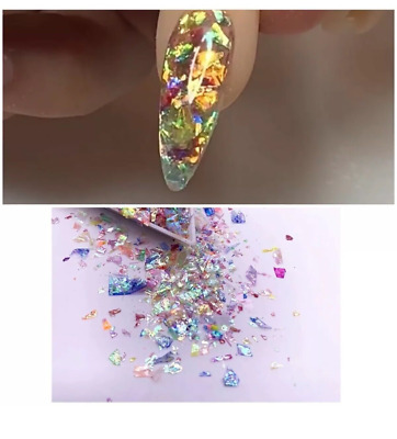 5 ollas ópalo unicornio arte en uñas/artesanías - escamas de mylar iridiscentes/brillo escamoso