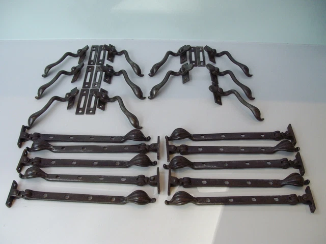 Selection Of Salvaged Iron Window Stays, Latches  & Keeps
