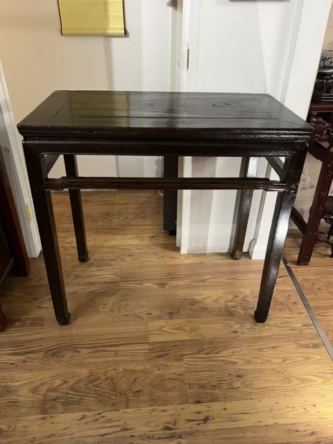 ANTIQUE 17th CENTURY CHINESE HARDWOOD TABLE ORIENTAL FURNITURE 清早期 罗锅棖内翻马蹄足半桌