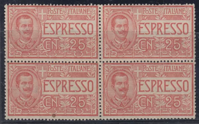 Italy Regno - Espresso Sassone n.1 SUPER CENTERED MNH** Block of 4  cv 1600$+++