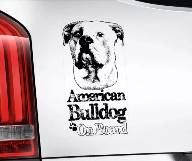 American Bulldog Autoaufkleber - Hund an Bord Stoßstange Fenster Aufkleber Schild Geschenk V05BLK