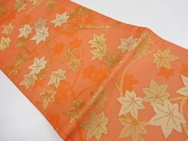 5384196: Japanese Kimono / Vintage Nagoya Obi / For Summer / Woven Maple Leaves