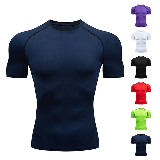 Maglia a compressione colorata da uomo a maniche corte