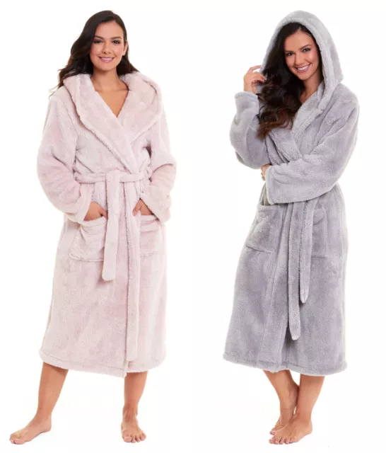 Womens Snuggle Fleece Dressing Gown Robes Extra Long