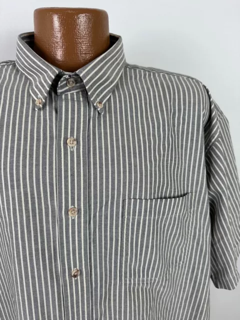 Vintage 90s Croft Barrow Wrinkle Resistant Shirt Mens XL Striped Chambray Preppy