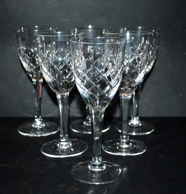 Cristallerie Lorraine Série de 6 verres à vin en cristal taillé Lemberg 15.5 cm