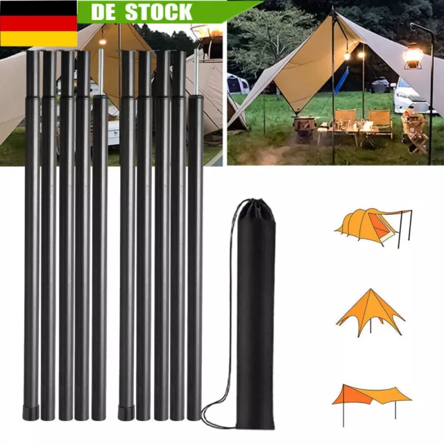 2er Set Zeltstangen Teleskopstange Sonnensegel Campingplanen Tarpstange 50-200cm