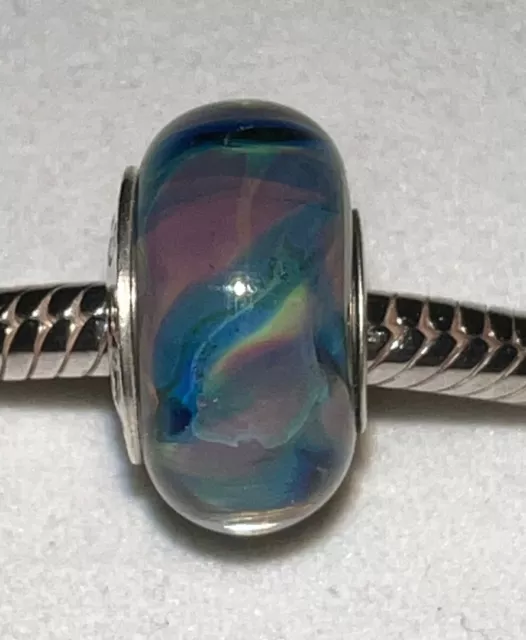 Authentic Chamilia Blue Dusk Ob-153 Murano Glass Sterling Silver Charm Bead New