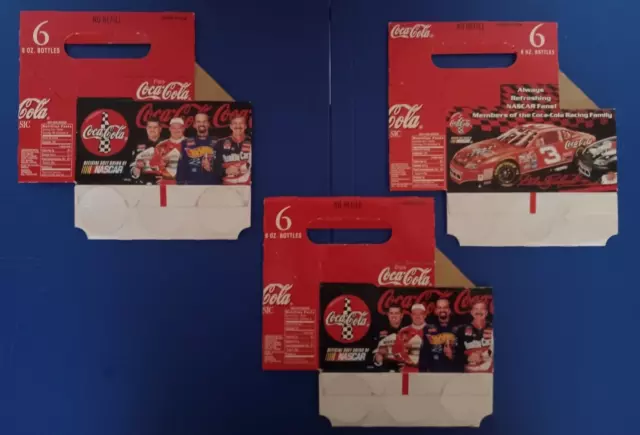 Lot Of 3 Coca Cola  Cardboard Bottle Holders ~ Nascar - Dale Earnhardt