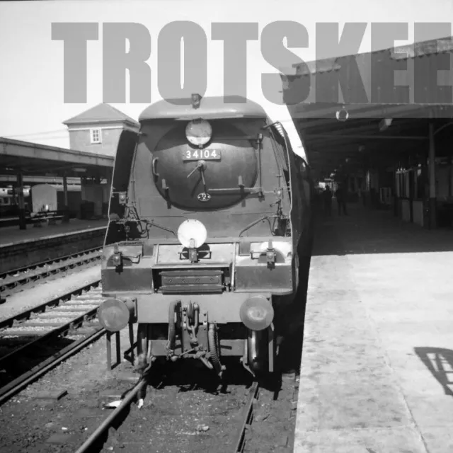 Larger Negative BR British Railways Steam Loco 34104 Class WCBB Plymouth 1959