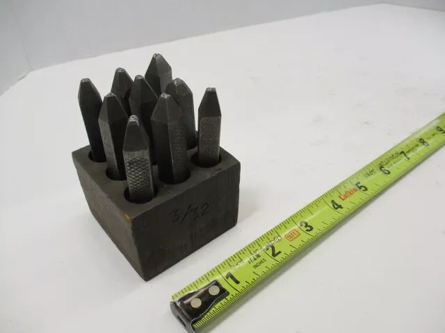 NEW METHODS Set of (9) NUMBER Hand Stamps, Stamp, 3/32" Tall Characters, VGC