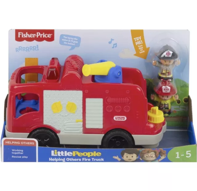 Fisher-Price HJN38 Little People Feuerwehr-Auto mit Figuren und Sound 3 Sprachen