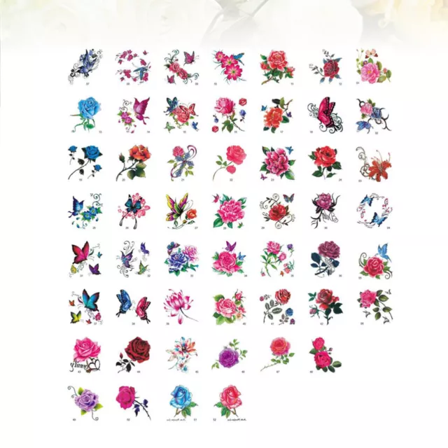 104 Pcs Flower Temporary Tattoos Floral Bolssoms Body Face Decals