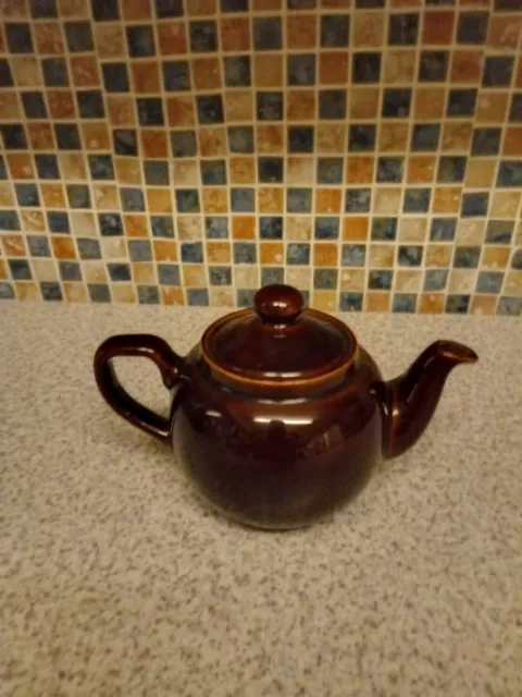 ARTHUR WOODS Teapot BROWN BETSY SMALL 11CM DIAM 9CM HIGH WITH LID VINTAGE 2