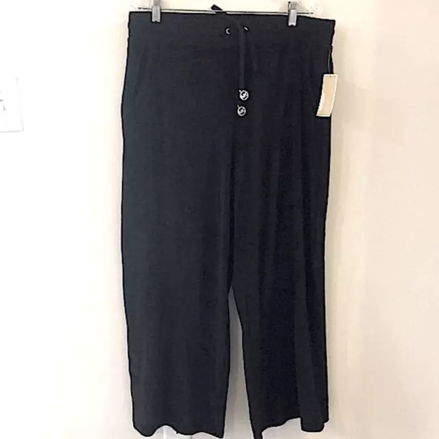 Michael Kors velour black lounge pants wide elastic drawstring waist XL