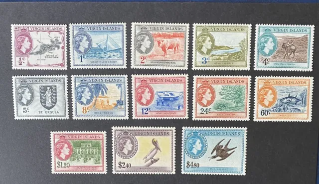 British Virgin Islands Qeii 1952-56 Complete Set Of 13 Sg149/61 Mm