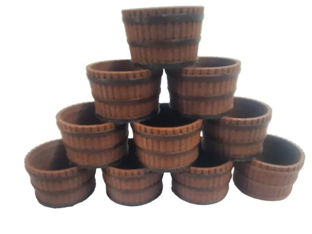 10 Baskets Planter Miniature 1/2 Whiskey Barrels 1/24 1/25 Scale Display Diorama