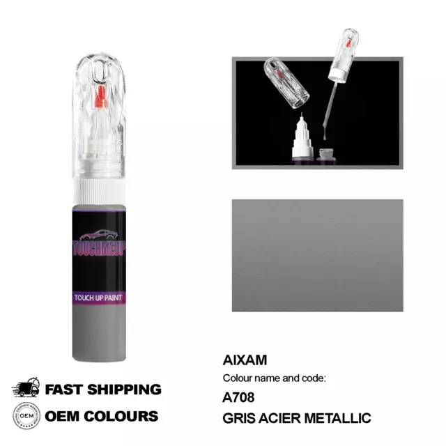 Para Los Modelos Aixam Gris Acier A708 Pintura De Retoque Pen Scratch Chip...