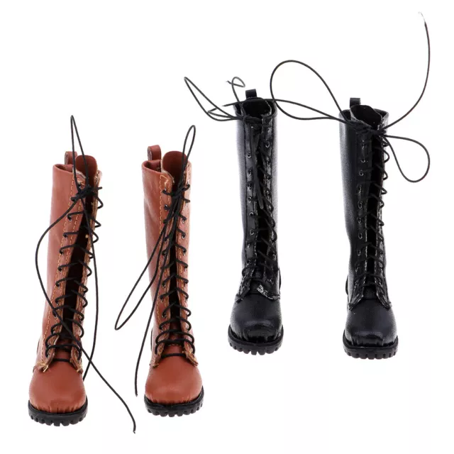 1pair 1/6 PU Leather Boots Male Shoes for 12'' Action Figure Men Soldier Toy