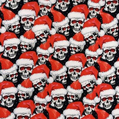 100% Cotton, Christmas gothic hats on Skulls fabric. 140cm wide