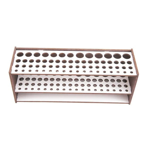 Porte-pinceaux En Bois - 67 Trous (5 Tailles) - Dimensions 25x10x7 Cm - Pour Maquillage, Aquarelle, Stylos - Montage Mur Ou Bureau
