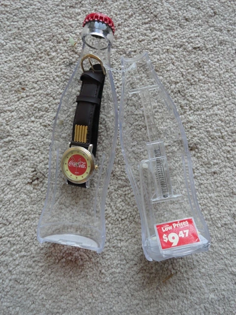 2002 Coca Cola Quartz Watch In Plastic Bottle Bank NOS