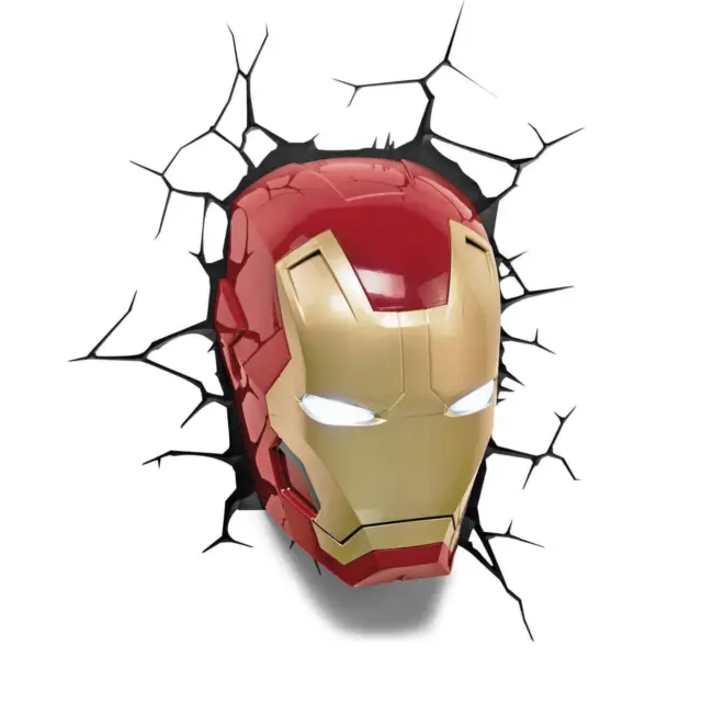 Lámpara LED de pared 3D Marvel Iron-Man Avengers roja COLECCIONABLE idea regalo habitación infantil